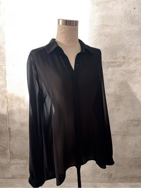 Chloe K Black Lace-Panel Blouse